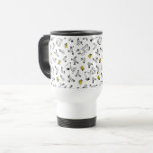 Mug De Voyage cacahuètes | Snoopy & Woodstock B&W Flower Motif (Devant gauche)