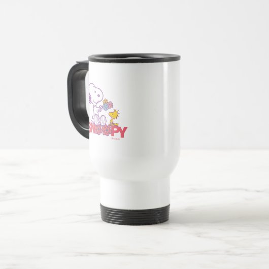Mug De Voyage cacahuètes | Snoopy & Woodstock Flowers (Devant gauche)