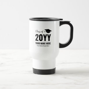 Mug De Voyage Cadeau de graduation noir et blanc personnalisé Mu