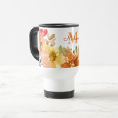 Mug De Voyage Cadeau de monogramme floral orange Nom (Devant gauche)