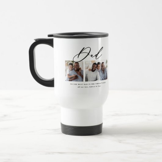 Mug De Voyage Cadeau minime de script multi photo moderne (Gauche)