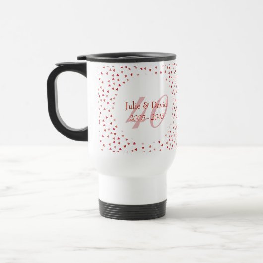 Mug De Voyage Cadeaux 40 ans de mariage - Rubis coeurs Confetti (Gauche)