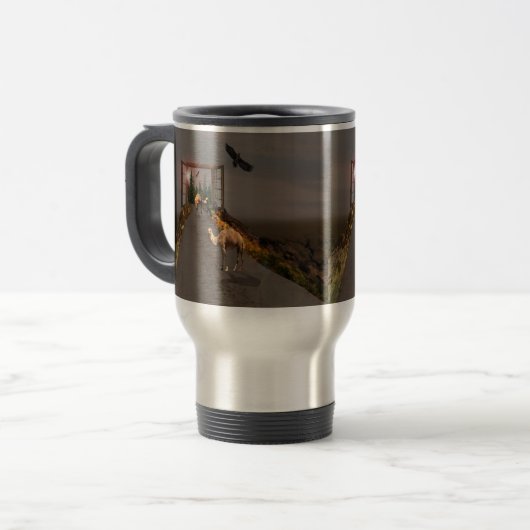 Mug De Voyage Camels Marchant Vers Wonderland, (Devant gauche)
