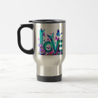 Mug De Voyage Camiseta Vibrant Love and Butterflies – Colorful F