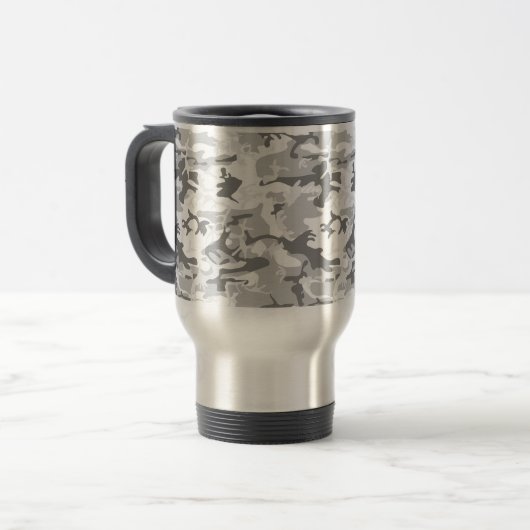 Mug De Voyage Camouflage gris neige d'hiver, Militaire, Armée (Devant gauche)