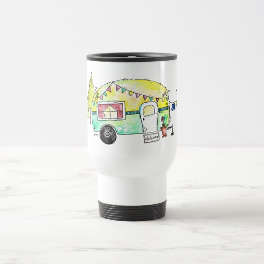 Mug De Voyage Camper joyeux rétro mignon et fantasque (Centre)