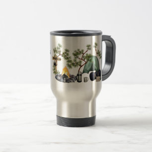 Mug De Voyage Camping en tente avec texte personnalisé autour d'