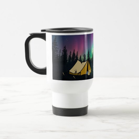Mug De Voyage Camping - Snoozing Camper under Aurora Borealis (Gauche)