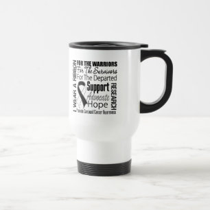 Mug De Voyage Cancer carcinoïde je porte un ruban blanc noir