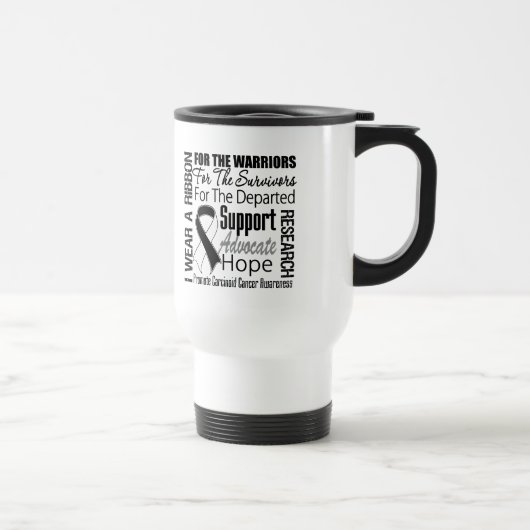 Mug De Voyage Cancer carcinoïde je porte un ruban blanc noir (Droite)