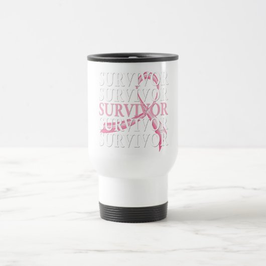 Mug De Voyage Cancer du sein lunatique de collage de survivant (Centre)