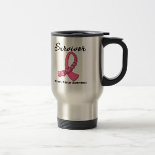 Mug De Voyage Cancer du sein Survivante Gemstone Ribbon