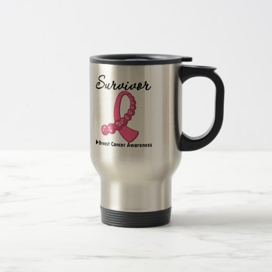Mug De Voyage Cancer du sein Survivante Gemstone Ribbon (Droit)