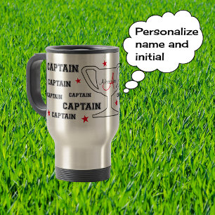 Mug De Voyage Capitaine de sport Nom de monogramme personnalisé