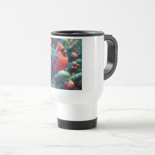 Mug De Voyage Cardinal de Noël/hiver (Devant droit)