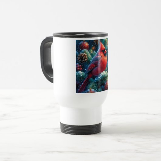 Mug De Voyage Cardinal de Noël/hiver (Devant gauche)