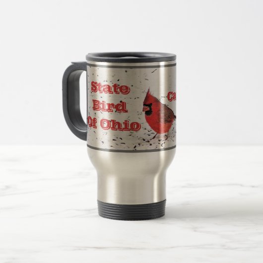 MUG DE VOYAGE "CARDINAL ROUGE, OISEAU D'ÉTAT DE L'OHIO" (Devant gauche)