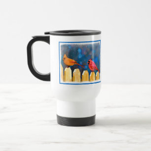 Mug De Voyage Cardinals on the Fence Painting - Art original