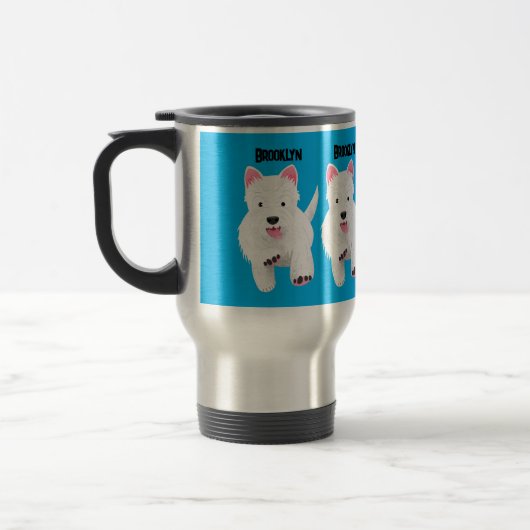 Mug De Voyage Caricature blanche de terrier de l'ouest (Gauche)