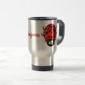 Mug De Voyage Caricature de coccinelle rouge joyeux (Devant droit)