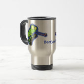 Mug De Voyage Caricature de lézard de caméléon vert joyeux (Devant gauche)
