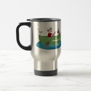 Mug De Voyage Caricature de voilier et de canot à rames garçon m