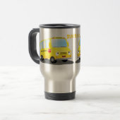 Mug De Voyage Caricature du bus scolaire jaune joyeux (Devant gauche)