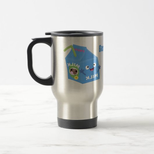 Mug De Voyage Caricature en carton de lait joyeux (Gauche)
