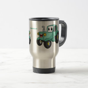 Mug De Voyage Caricature joli tracteur vert joyeux