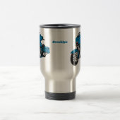 Mug De Voyage Caricature joyeux bleu moto (Centre)