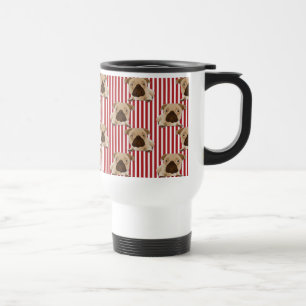 Mug De Voyage Carlins adorables sur les rayures rouges
