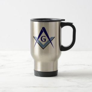 Mug De Voyage Carré et boussoles modernes de bleu