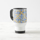 Mug De Voyage Carreaux espagnols - Azulejo Bleu, Jaune et Blanc (Devant gauche)