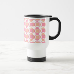 Mug De Voyage Carrés & cercles en Motif orange et rose