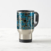 Mug De Voyage Carte de circuit imprimé personnalisée en bleu pou (Devant droit)