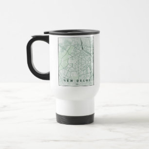 Mug De Voyage Carte de la ville de New Delhi, Inde, design minim