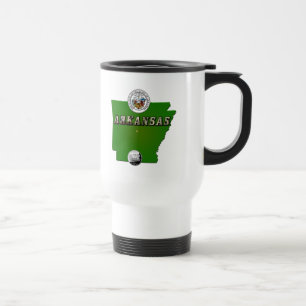 Mug De Voyage Carte de l'Arkansas, sceau et quartier des Faux