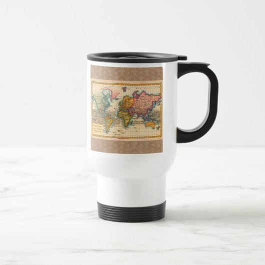 Mug De Voyage Carte du monde 1700s Antique Continents (Droite)