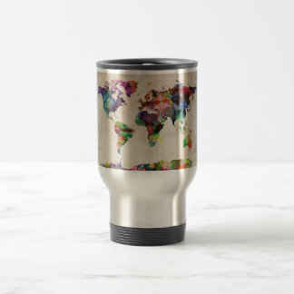 Mug De Voyage Carte du monde Aquarelle urbaine