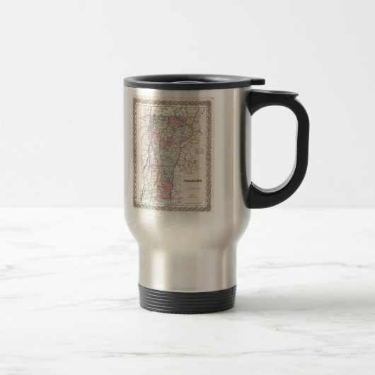 Mug De Voyage Carte vintage du Vermont (1855) (Droit)
