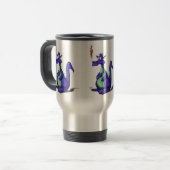 Mug De Voyage Cartoon de dragon violet inquiété (Devant gauche)