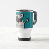 Mug De Voyage Cartoon mignon Accrocher un Carlin Turquoise (Devant droit)
