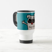 Mug De Voyage Cartoon mignon Accrocher un Carlin Turquoise (Devant gauche)
