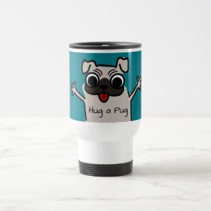Mug De Voyage Cartoon mignon Accrocher un Carlin Turquoise