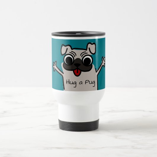 Mug De Voyage Cartoon mignon Accrocher un Carlin Turquoise (Centre)