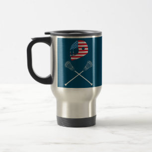 Mug De Voyage Casque Lacrosse Drapeau Américain Lax Bâtons 4ème