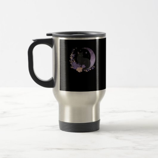 Mug De Voyage Cat Witchy Moon Flowers Pastel Goth Goblincore (Gauche)
