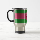 Mug De Voyage Cercle rose vert de fleur de monogramme (Gauche)