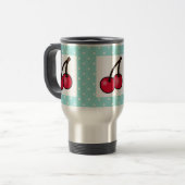Mug De Voyage Cerises à points Aqua Retro (Devant gauche)