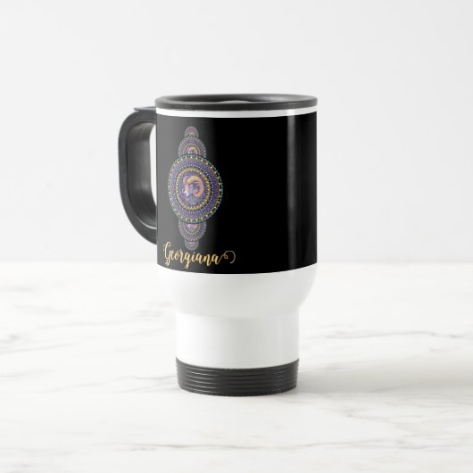 Mug De Voyage Cerises murales personnalisées Mandala ornemental (Devant gauche)